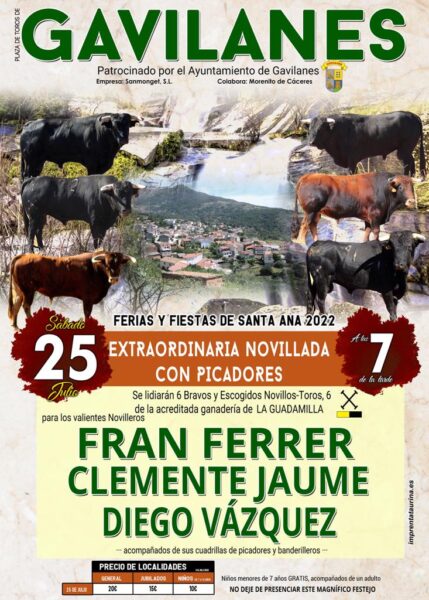 EXTRAORDINARIA NOVILLADA CON PICADORES 25/07/22